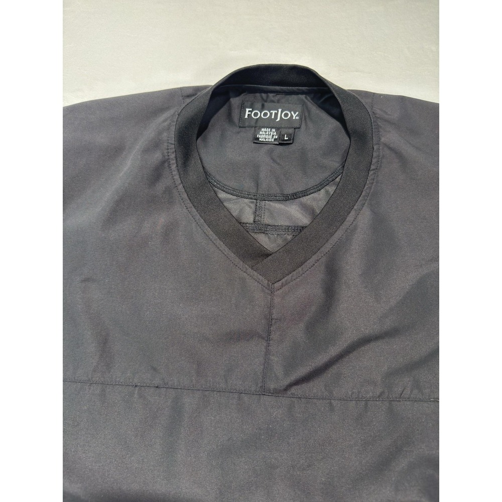 FootJoy Jacket Mens Large Black V Neck Windbreaker Pullover Golf Logo Shell - Picture 3 of 8
